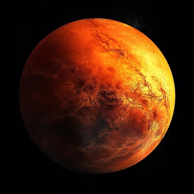 Une image futuriste de Mars avec de l'ambre foncé et des tons rouges clairs