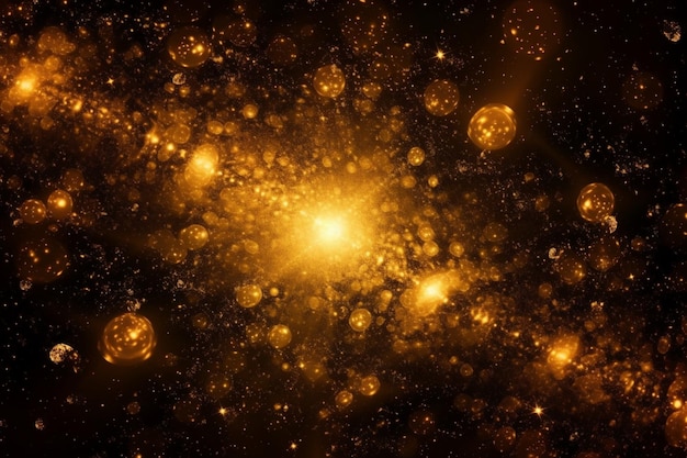 Une image d'une galaxie avec des lumières orange et jaune