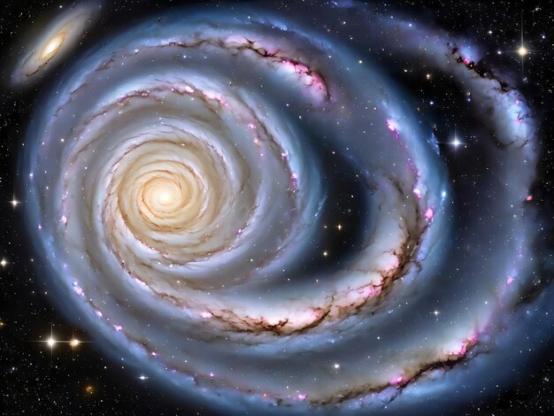 Photo une image d'une galaxie spirale avec des étoiles en arrière-plan sur un fond en forme de galaxie