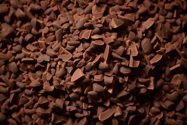 Photo une image générative en gros plan de chocolat râpé brisé, ingrédient naturel pour les desserts.