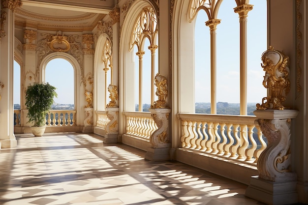 Image générative d'IA d'une vue sur la nature pendant la journée depuis le château de Versailles