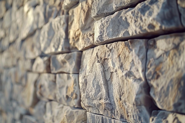 Image générative par IA de l'angle d'inclinaison du mur en pierre naturelle avec motif de grille