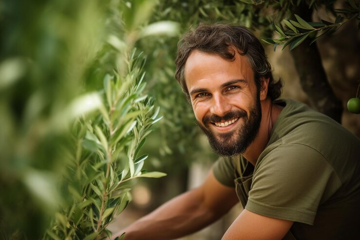 Image générative de la technologie de l'intelligence artificielle d'un agriculteur cueillant une récolte fraîche Jour de la Terre vacances protection de la nature