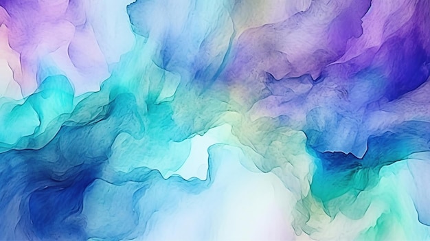 Image générée par AI aquarelle abstraite bleu vert violet