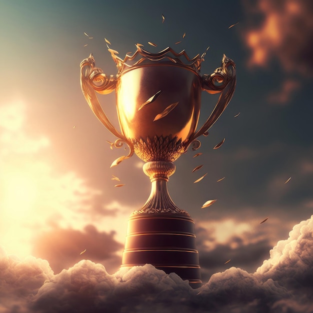 Image générée par Ai du trophée au-dessus du nuage