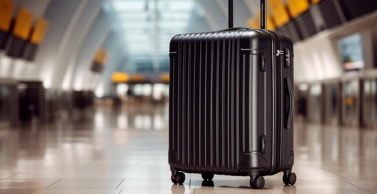 Photo image générée par l'ia des bagages de l'aéroport de la valise noire