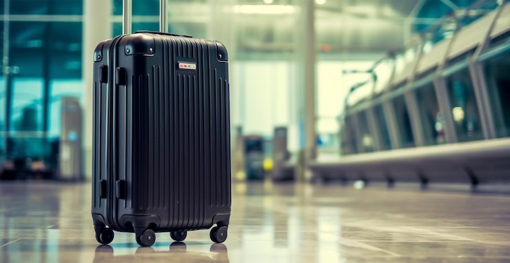 Photo image générée par l'ia des bagages de l'aéroport de la valise noire