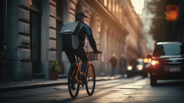 Image générée par l'IA du cycliste de livraison