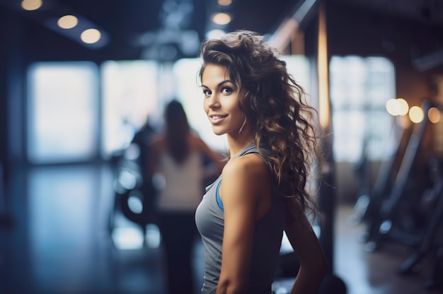 Image générée par l'IA d'une femme dans le studio de fitness Photo de haute qualité