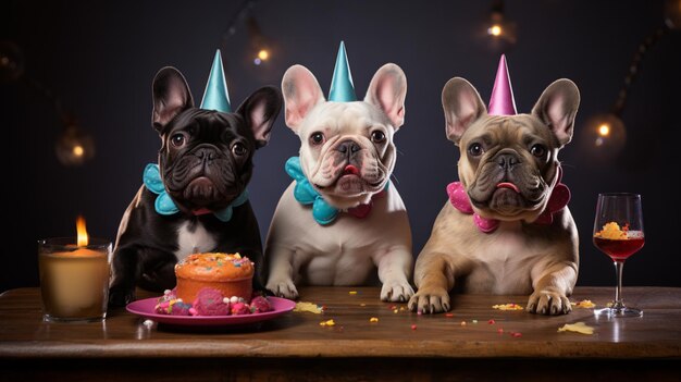 Photo l'image générée par l'ia de la fête du bulldog français