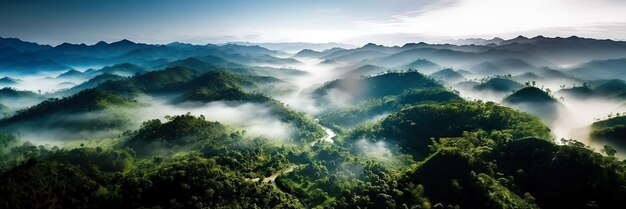 Image générée par l'IA de la forêt et des collines Photo de haute qualité