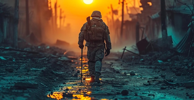 Photo l'image générée par l'ia des soldats fatigués de la guerre