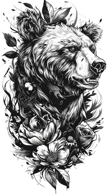 Image générée par l'IA de tatouage d'ours