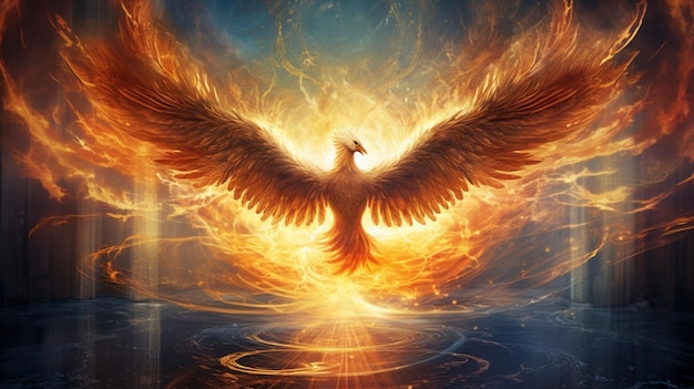 L'image générée par l'intelligence artificielle du phoenix s'élevant des flammes cosmiques