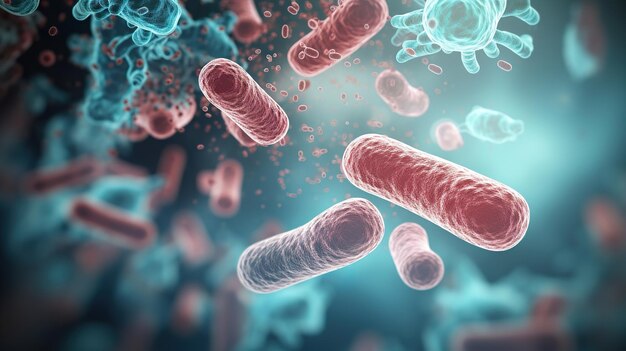 Photo image générée par ordinateur des bactéries générative ai