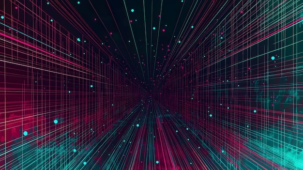 une image générée par ordinateur d'un fil multicolore et les mots connectés au réseau