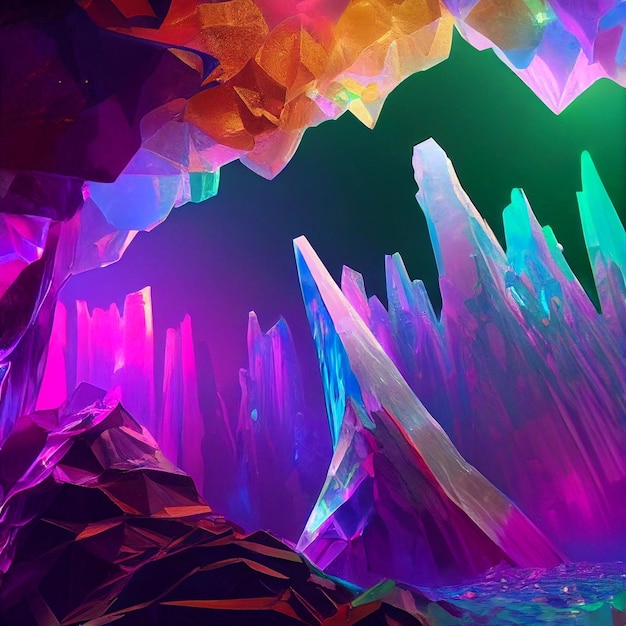 Image générée par ordinateur d'une grotte de glace Generative Ai