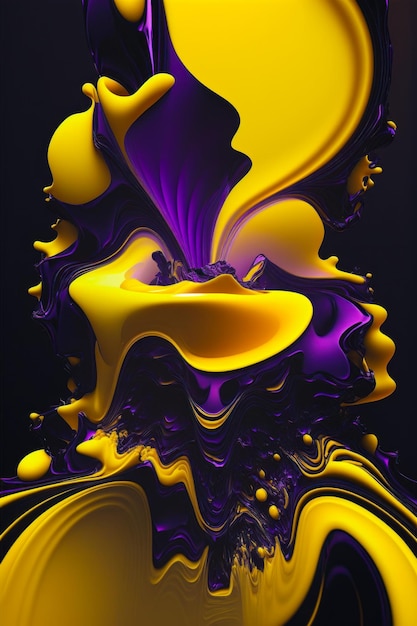Image générée par ordinateur d'IA générative liquide jaune et violet
