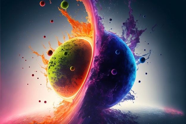 Image générée par ordinateur d'une planète colorée ai générative