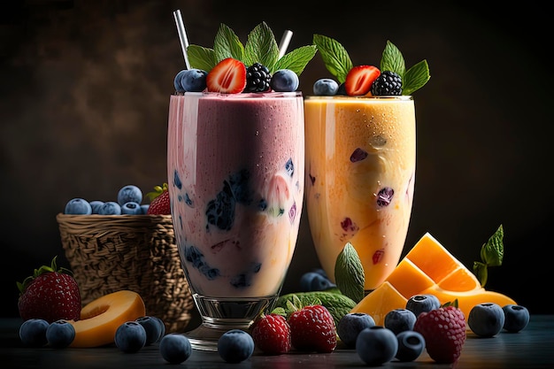 Image générée par la technologie AI de Delicious Fruit Milk Shake