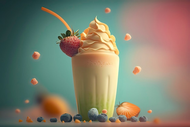 Image générée par la technologie AI de Delicious Fruit Milk Shake