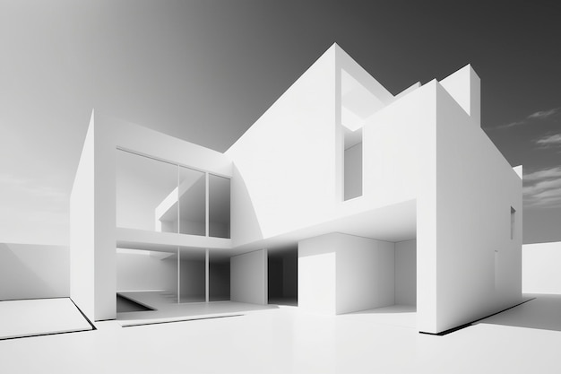 Image générée par la technologie AI de l'espace architectural minimaliste blanc