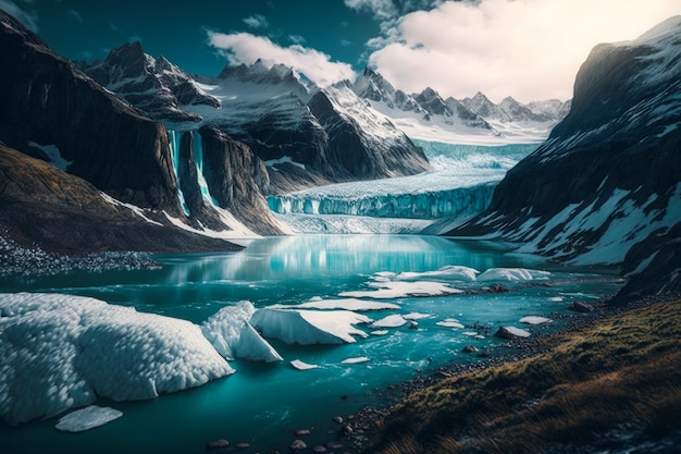 Une image de glacier dans les montagnes Generative AI