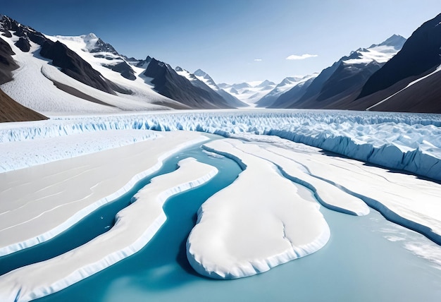 une image d'un glacier avec une montagne en arrière-plan