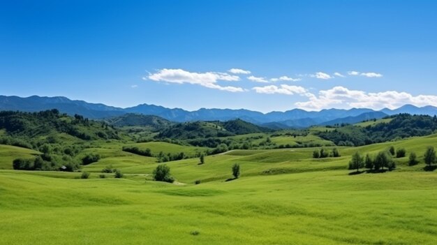 image grand angle d'une prairie verte