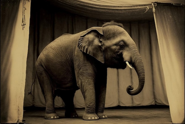 Image d'un grand éléphant debout devant le rideau générative ai