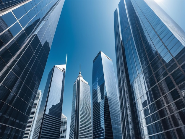 Image de gratte-ciel modernes d'une ville intelligente futuriste quartier financier avec des bâtiments et refl.