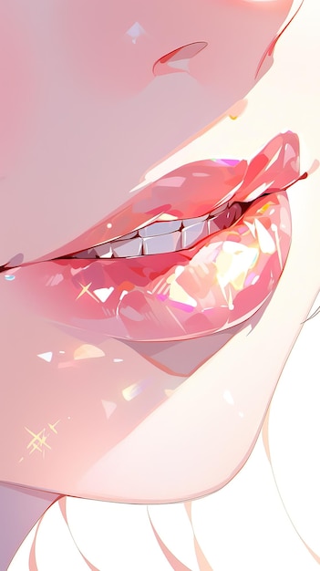 Image en gros plan des lèvres de fille de dessin animé Generative Ai