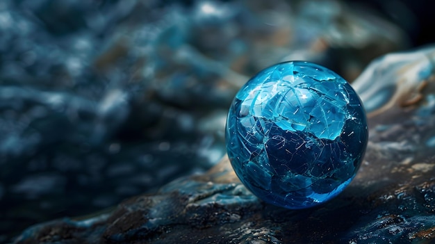 Une image en gros plan d'un morceau d'une balle de marbre bleu