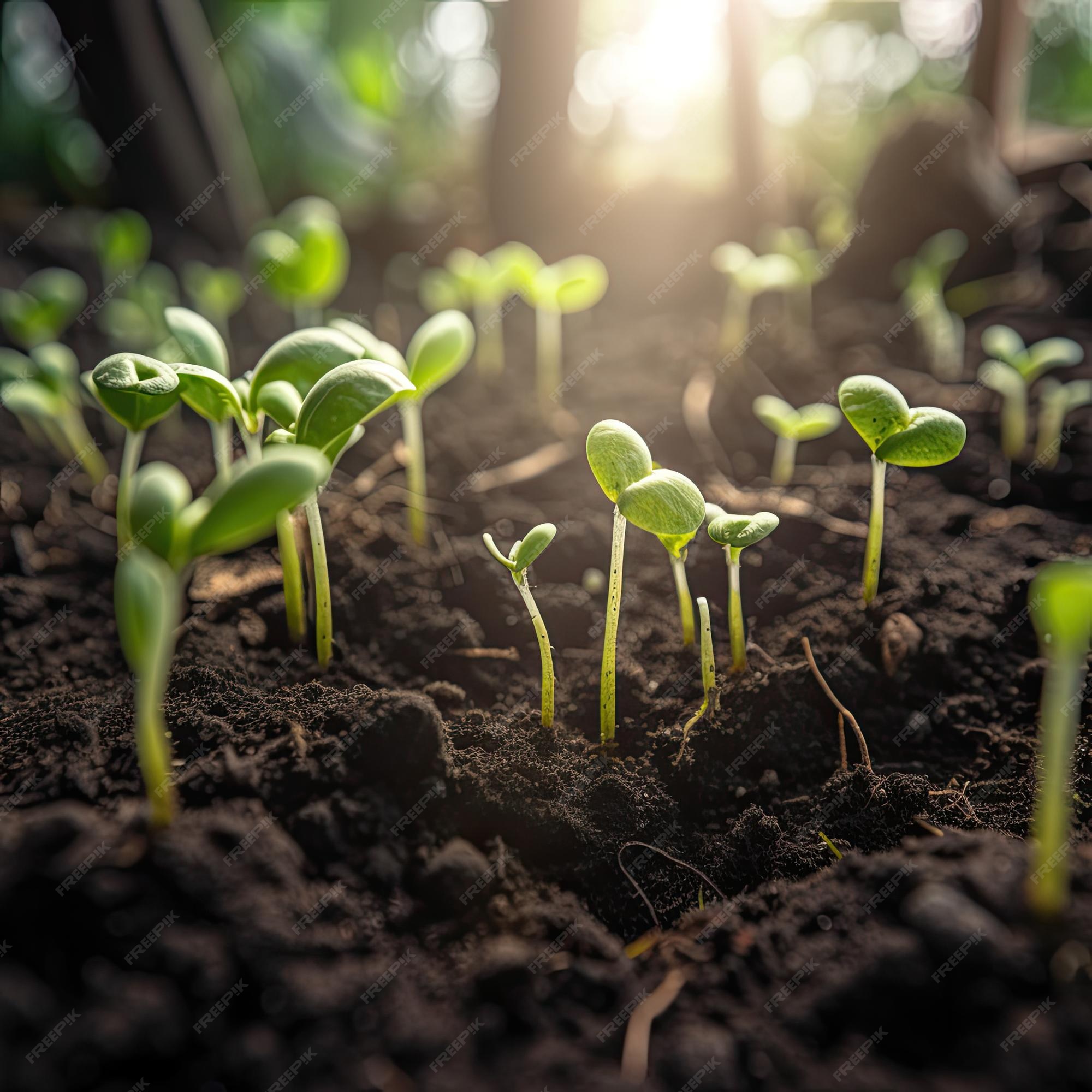 Image En Gros Plan De Plusieurs Graines Qui Germent Et Se Transforment En  Petits Semis Pour Le Potager Concept De Floraison Et De Croissance Et De  Potager