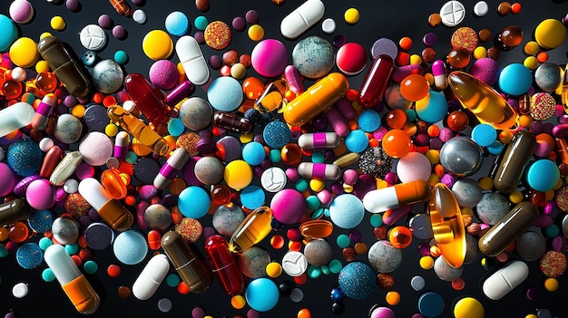 une image d'un groupe de pilules de différentes couleurs