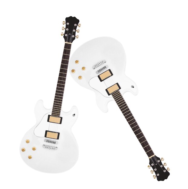 L'image de guitares sur le fond blanc