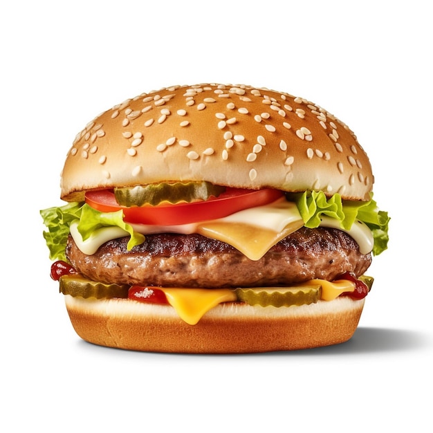 Image de hamburger en fond blanc