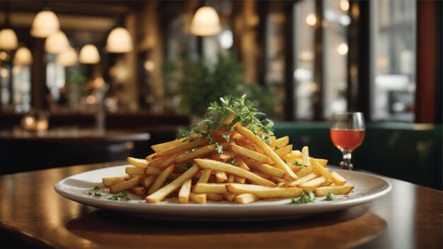 Photo image de haute qualité de frites croustillantes avec un ketchup rouge sur un fond propre