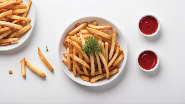 Photo image de haute qualité de frites croustillantes avec un ketchup rouge