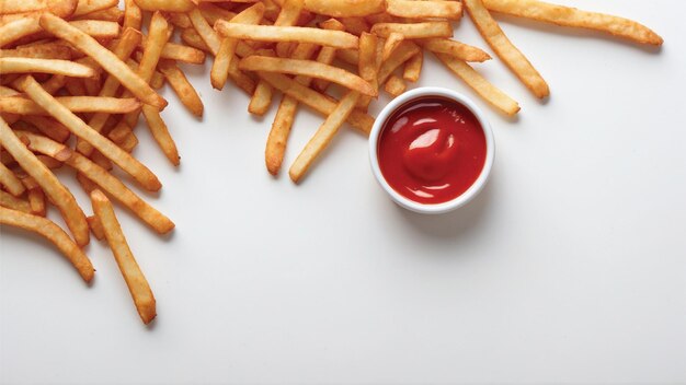 Photo image de haute qualité de frites croustillantes avec un ketchup rouge