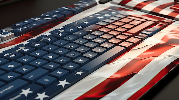 Image d'un homme sur un clavier d'ordinateur Une représentation visuelle de la technologie et de l'interaction humaine Jour de l'indépendance américaine