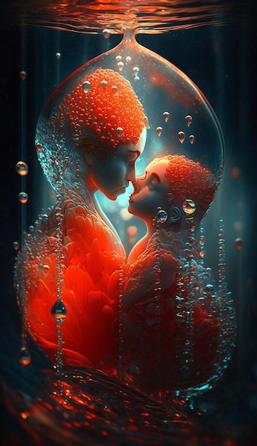 Une image d'un homme et d'une femme dans une bulle générative ai