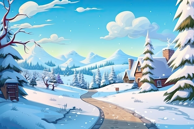 Image idéale pour les cabanes d'hiver et de Noël nichées parmi les pins enneigés par l'IA générative