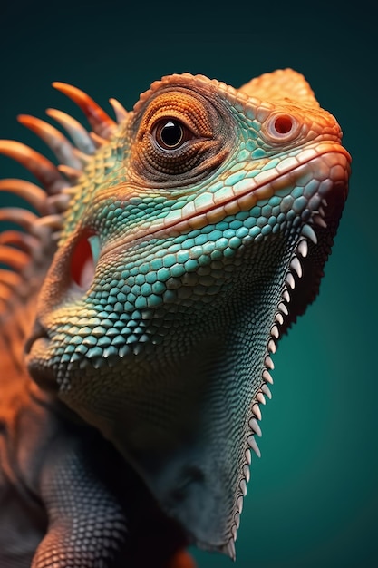 Image d'un iguane ou d'un lézard en gros plan Photographie macro AI générative