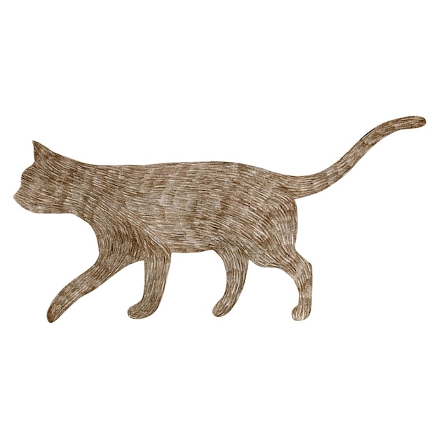 Image d'illustration aquarelle d'un chat sur fond blanc