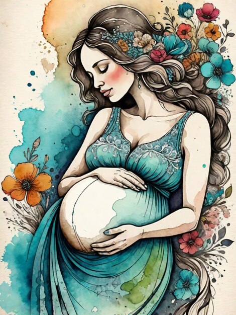 Image illustrative colorée d'une femme enceinte