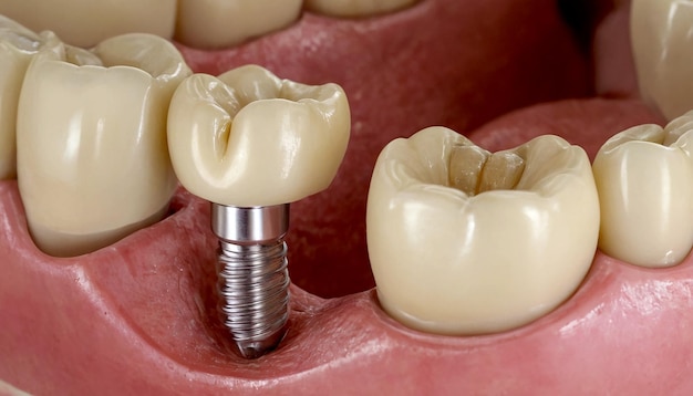 Une image illustrative d'un implant dentaire en gros plan