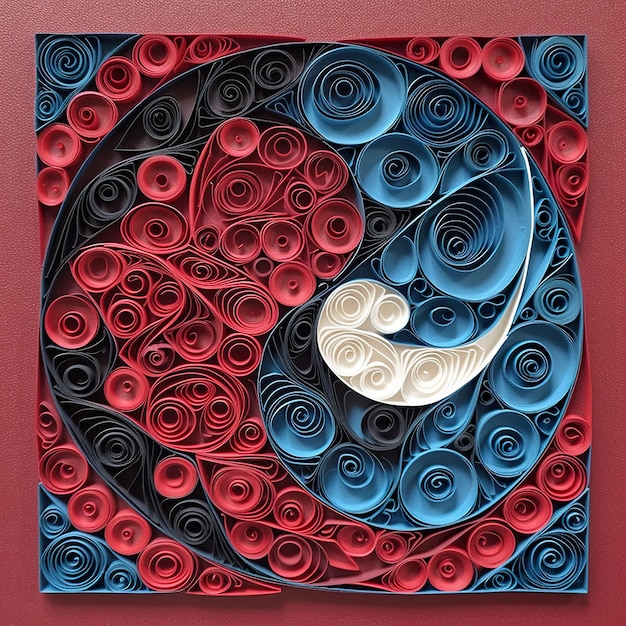 Une image d'une image ai générative d'art de papier rouge et bleu