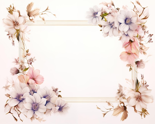 L'image de l'image encadre un motif floral sur un fond blanc Illustration de fleur IA générative