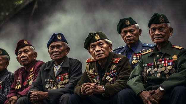 Une image inspirante capture l'esprit de la lutte pour l'indépendance de l'Indonésie en tant que groupe d'anciens combattants
